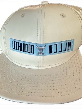 Vintage Nike Air Jordan XI Chicago Bulls Snapback Columbia Blue Faux Leather Hat